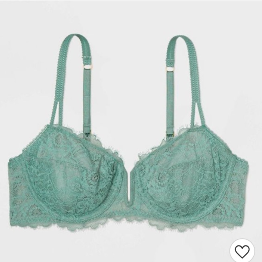 NWOT teal unlined balconette bra